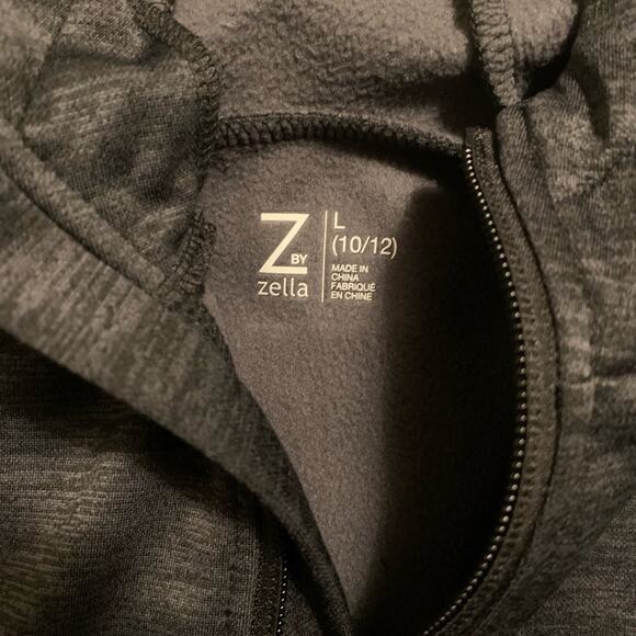 Z by Zella Girls Black Hi-Lo Hooded Track Jacket-L - Picture 3 of 6